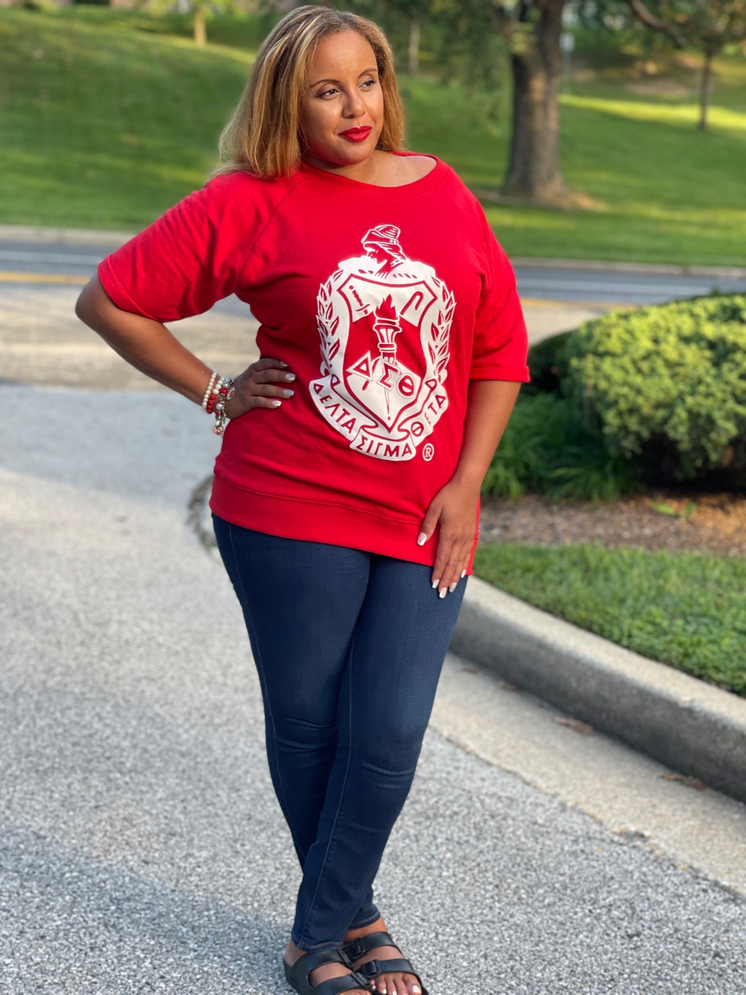 Delta Sigma Theta Red Short Sleeve Sweatshirt