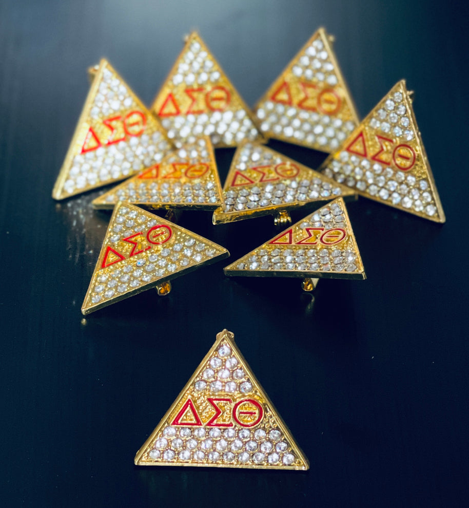 Delta Rhinestone Pyramid Pin