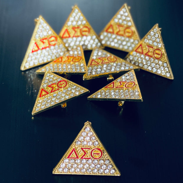 Delta Rhinestone Pyramid Pin