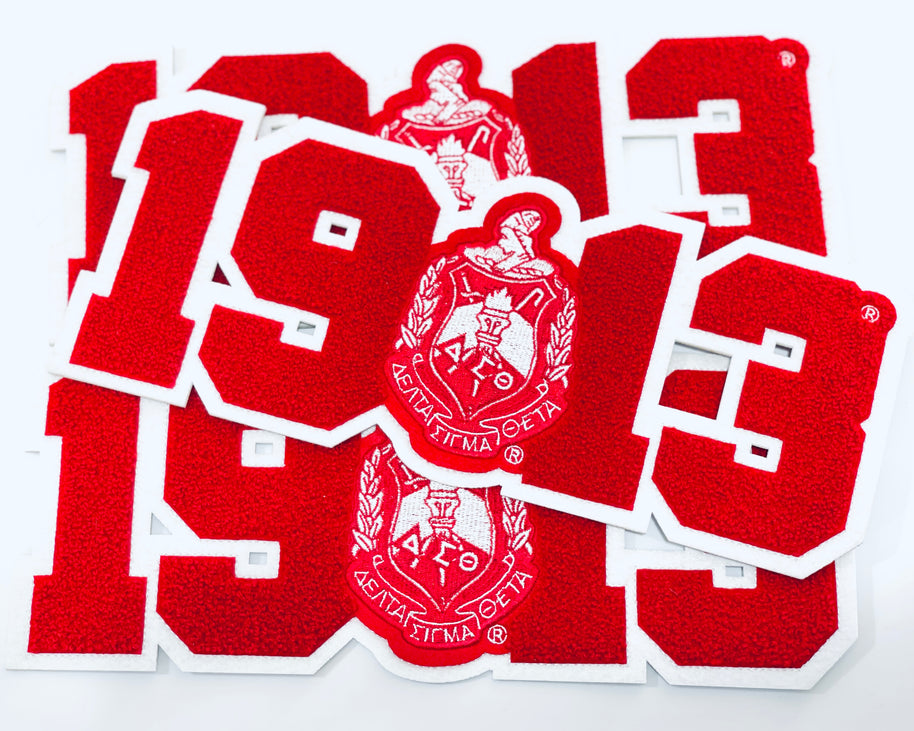 Delta Sigma Theta 1913 with Crest Chenille Iron-on Patch