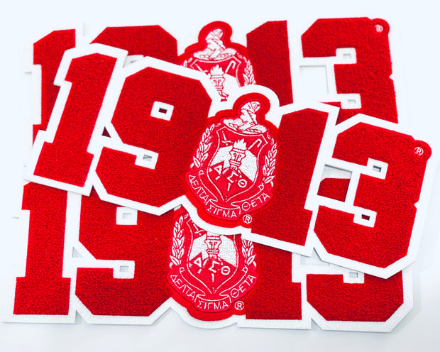 Delta Sigma Theta 1913 with Crest Chenille Iron-on Patch