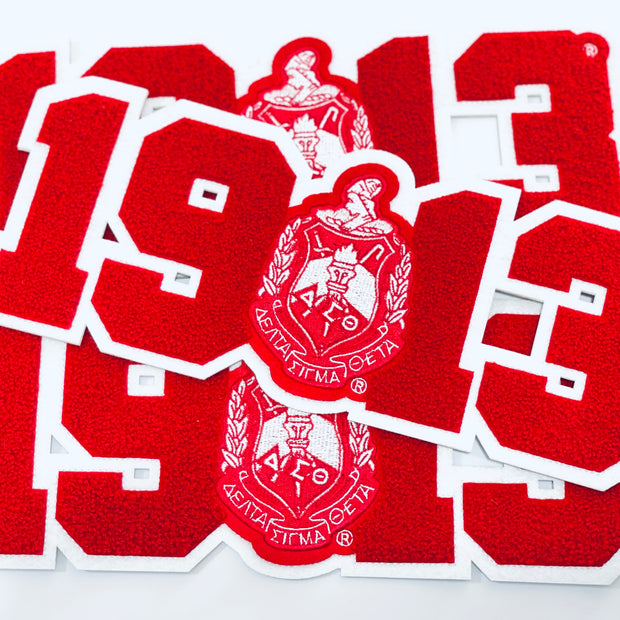 Delta Sigma Theta 1913 with Crest Chenille Iron-on Patch