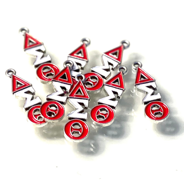 DST Red and White Greek Letter Drop Charm