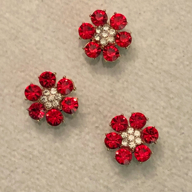 Red Rhinestone Flower Shoe Charm