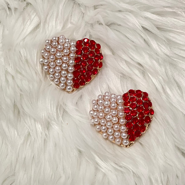 Pearl And Rhinestone Heart