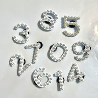 DST Croc Number Charms White Pearl